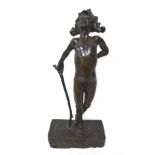 Giuseppe Renda (Italian, 1859-1939): 'Bacco with a stick', a bronze sculpture, signed 'G Renda' to