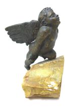 Giuseppe Renda (Italian, 1859-1939): 'Flying Angel', a bronze sculpture, signed 'G Renda', on a