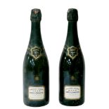 Vintage Champagne: two bottles of 1992 Grande Annee Bollinger, slight damage to capsules, U: top