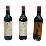Vintage wine: three bottles of Grand Vin de Chateau Latour, Pauillac-Medoc, Premier grand Cru