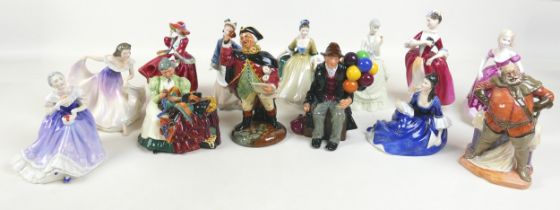 A collection of figurines, including Royal Doulton ‘Falstaff’, HN2054, ‘The Coachman’, HN2282, ‘Town