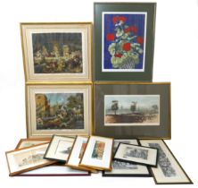 A group of thirteen prints and engravings.