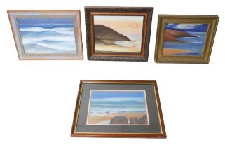 Pam Roberts (Welsh, late 20th century): four impressionistic seascapes, including three acrylic