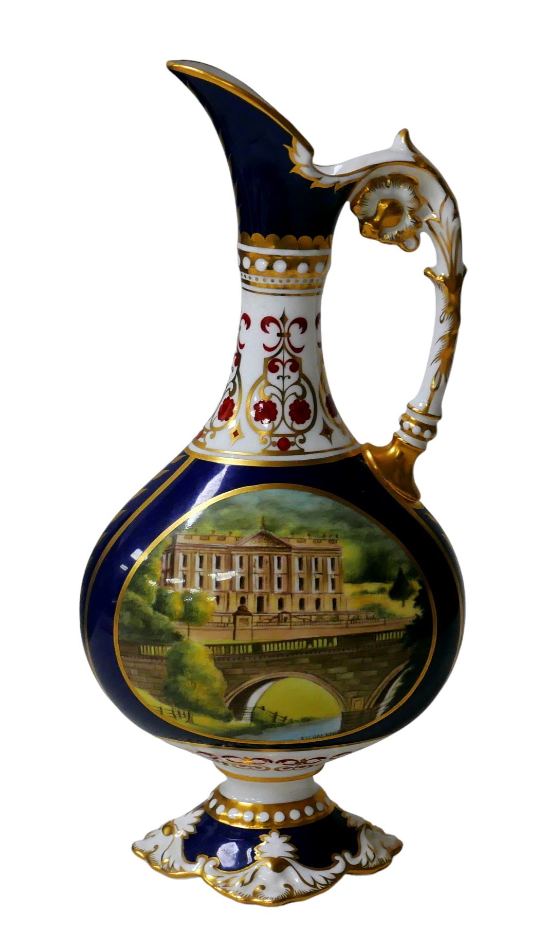 A Royal Crown Derby Chatsworth vase, 12.5 by 6.5 by 26cm high, with certificate numbered 213/250, - Image 2 of 5