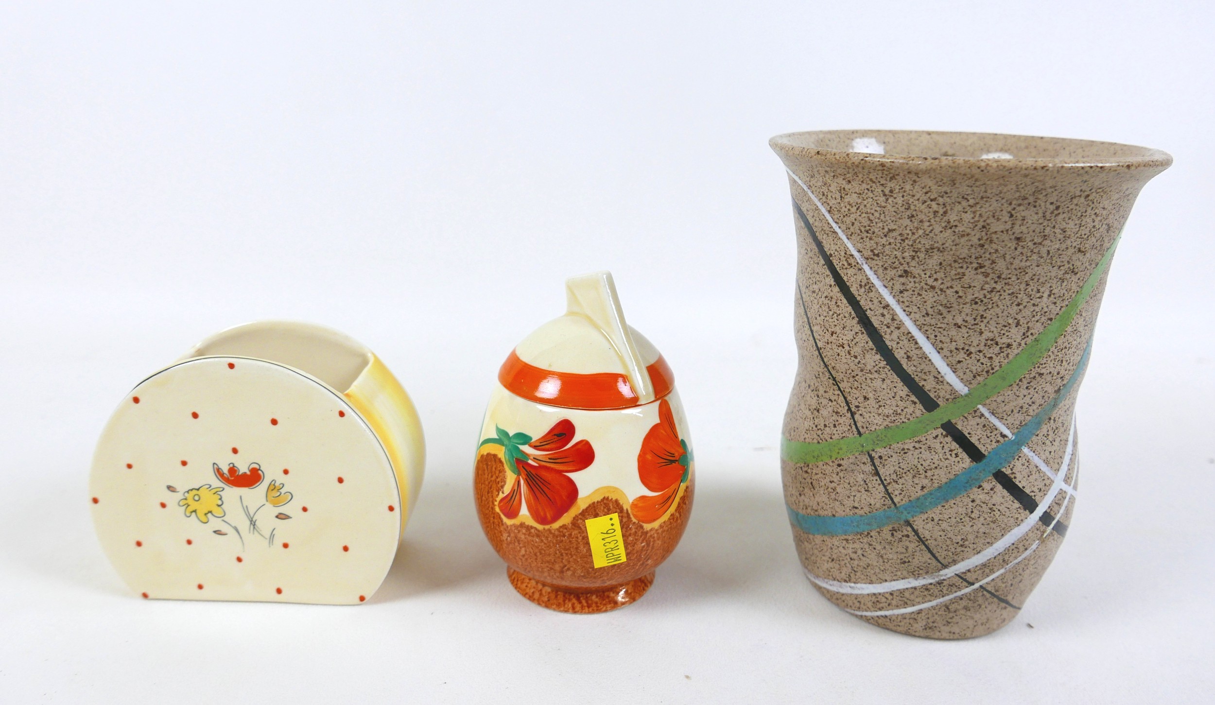 A collection of Clarice Cliff, including a Daffodil shaped preserve pot in the pattern 'Nasturtium', - Image 3 of 9
