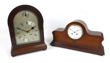 An Edwardian chiming mantle clock by W. Bruford & Son, Eastbourne & Exeter, with brass bun feet