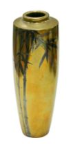 A Japanese bronze vase, Meiji period, decorated with bamboo, signed, possibly Mitsutoshi, 5.5 by