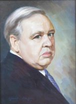 Sylvia Berger (American, 1924-2014): a portrait of the actor Charles Laughton, oil on canvas