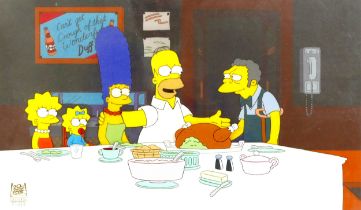 A The Simpsons Original Hand Painted Cel Set-Up, from Episode CABF20 - Homer the Moe - OAD 11/11/01,