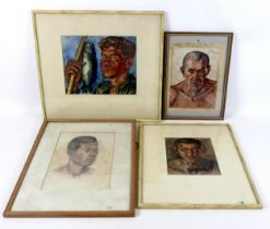 John George Mennie (Scottish, 1911-1982): a group of four portraits depicting prisoners of war,
