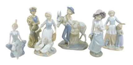 A group of Spanish figurines, including one Nao figurine, one Miquel Requena figurine, 'Ricardo',