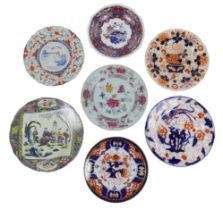 A collection of seven 19th Century Oriental and Chinoiserie plates the largest 25cm diameter