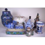 ASIAN CERAMICS INCLUDING A CHINESE VASE AND COVER (QTY)