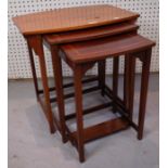 A NEST OF THREE INLAID MAHOGANY OCCASIONAL TABLES (3