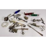 COLLECTABLES, A GROUP INCLUDING, SCENT BOTTLES, CIGAR CUTTERS, BOTTLE OPENERS, FRUITKNIVES AND...