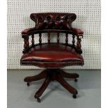 A MODERN STAINED BEECH CAPTAIN'S CHAIR
