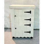 AN EARLY 20TH CENTURY WHITE PAINTED PINE SIDE CABINET