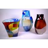 MDINA, A GROUP OF THREE ART GLASS VASES