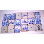 A GROUP OF EIGHTEEN BLUE AND WHITE DELFT TILES (18)