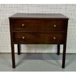 AN EARLY 20TH CENTURY OAK TWO DRAWER SIDE TABLE