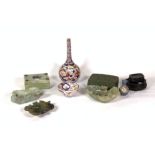 ASIAN COLLECTABLES INCLUDING A GREEN CINNABAR LACQUERED BOX (QTY)