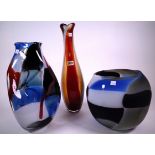 MDINA, A GROUP OF THREE ART GLASS VASES