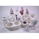 CERAMICS INCLUDING A GROUP OF THREE CONTINENTAL CERAMIC FIGURES (QTY)