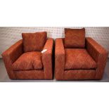 SOFAS AND STUFF; A PAIR OF MODERN LOW ARMCHAIRS (2)