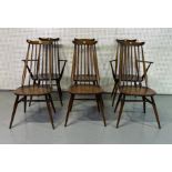 ERCOL; A SET OF SIX MID 20TH CENTURY DINING CHAIRS (6)