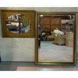 A MODERN GOLD PAINTED RECTANGULAR WALL MIRROR (2)