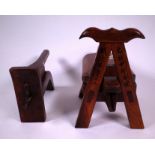 TWO MODERN WOODEN CHINESE HERB PRESSES (2)