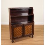 A REGENCY FAUX ROSEWOOD WATERFALL BOOKCASE CABINET