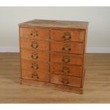 A 19TH CENTURY PINE TEN DRAWER CHEST OF DRAWERS