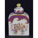 A SMALL MEISSEN GILT-METAL MOUNTED TEA CADDY AND COVER
