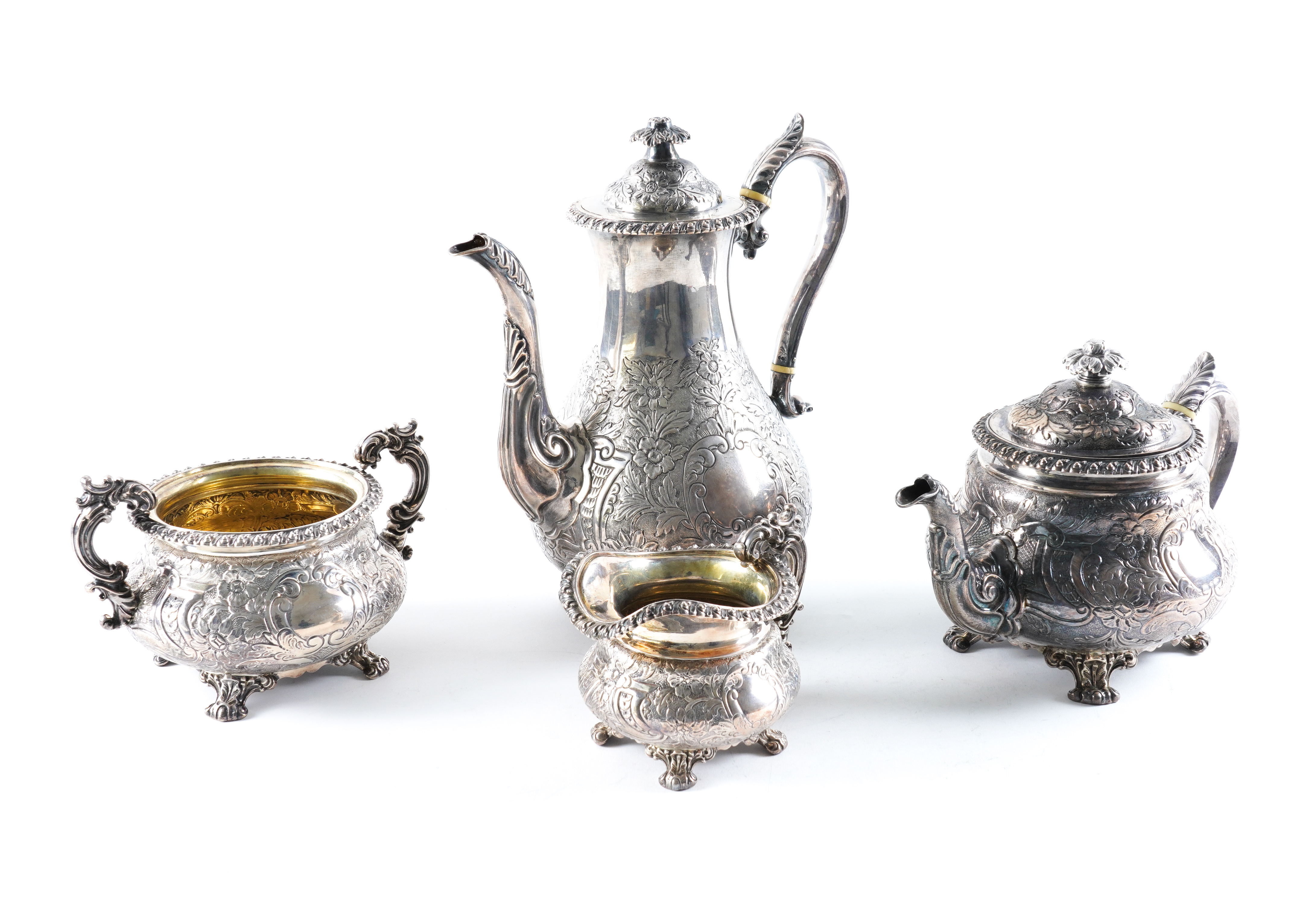 A SILVER MATCHED FOUR PIECE TEA AND COFFEE SET (4) - Image 2 of 5