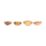 THREE 9CT GOLD SIGNET RINGS AND ANOTHER 9CT GOLD RING (4)