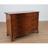 A GEORGE III SERPENTINE MAHOGANY FOUR DRAWER CHEST