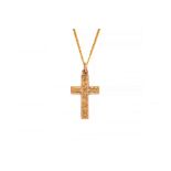 A 9CT GOLD PENDANT CROSS WITH A NECKCHAIN (2)