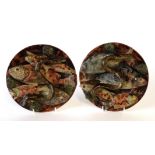 A PAIR OF CALDAS DA RAINHA ( JOSE A. CUNHA) PALISSY STYLE SMALL DISHES (2)