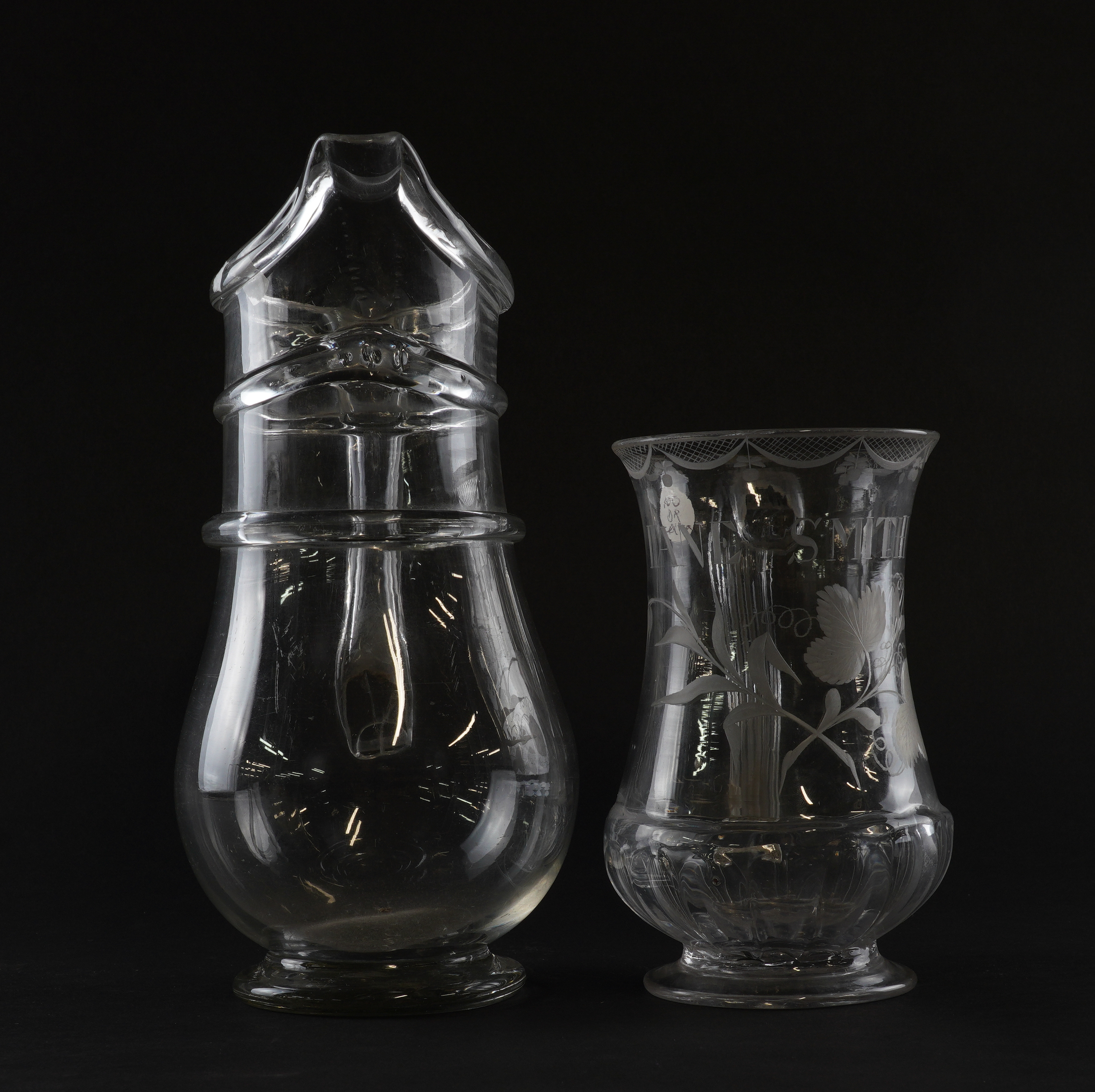 AN ENGRAVED GLASS TANKARD - Image 2 of 5