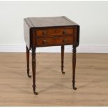 A REGENCY MAHOGANY DROP FLAP ANGLE ADJUSTABLE TWO DRAWER READING TABLE