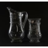 AN ENGRAVED GLASS TANKARD