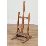 A 20TH CENTURY BEECH ANGLE AND HEIGHT ADJUSTABLE TABLETOP ARTIST’S H-FRAMED EASEL