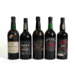 FIVE BOTTLES OF VINTAGE PORT INCLUDING DOW'S 1966 VINTAGE PORT (5)