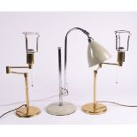 A PAIR OF LACQUERED BRASS ADJUSTABLE READING LAMPS (3)