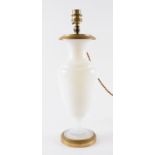 A FRENCH GILT-METAL MOUNTED OPALINE GLASS VASE TABLE LAMP