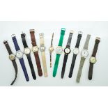 A 1920s LADIES 9CT GOLD CASED WRISTWATCH AND A COLLECTION OF FURTHER WRISTWATCHES
