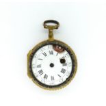 A CONTINENTAL GOLD PLATED OPENFACED KEY WIND POCKET WATCH