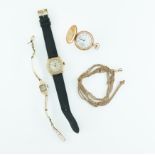 A 9CT GOLD AVIA WRISTWATCH AND THREE FURTHER ITEMS (4)