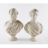 A PAIR OF COPELAND PARIAN BUSTS OF QUEEN VICTORIA AND PRINCE ALBERT (2)